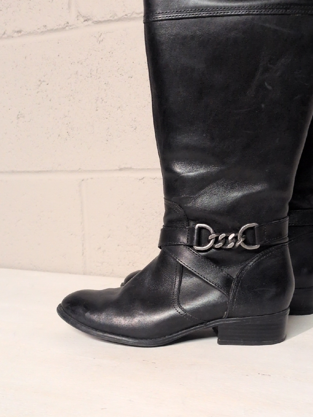 Lauren Ralph Lauren Menna Black Leather Tall Riding Boots Size 6B, Equestrian - Picture 3 of 10